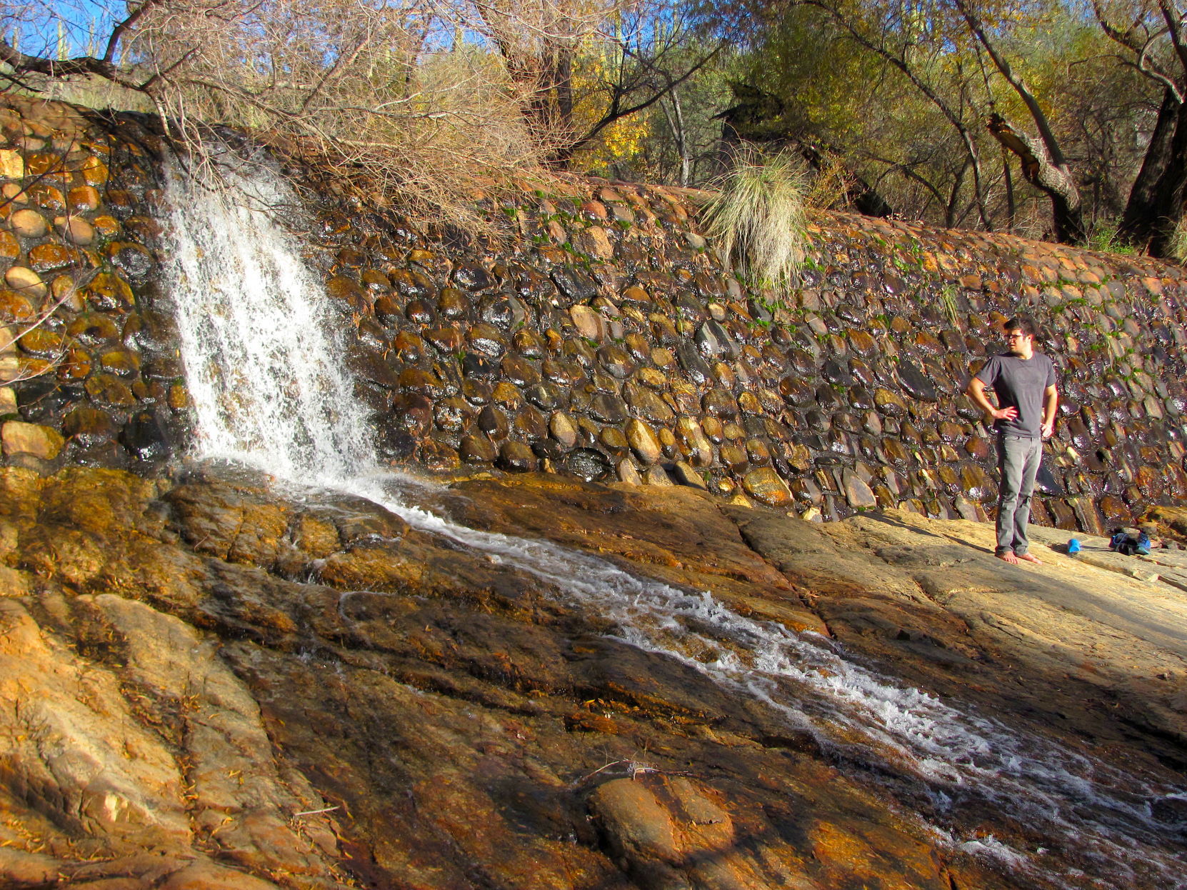 Hiker and Sabino Dam